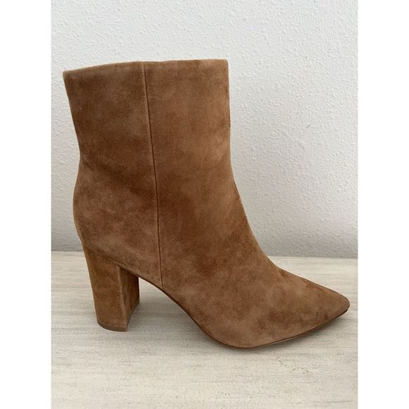 Marc Fisher Ltd. Womens Sz 8.5 Ulani Suede Zip Ankle Bootie Natural $189 - Picture 1 of 9
